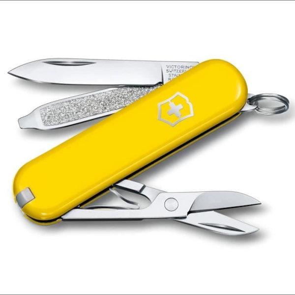 Schweizerkniv - VICTORINOX - Classic SD Sunny Side - 58 mm - 7 funktioner - Rustfrit stål Fallande snö