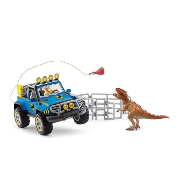 Maastoauto paketti Dino etuvartion kanssa, dinosauruksen lelu lapsille, alkaen 4 vuotta, Schleich 41464 DINOSAURUKSET Flerfärgad
