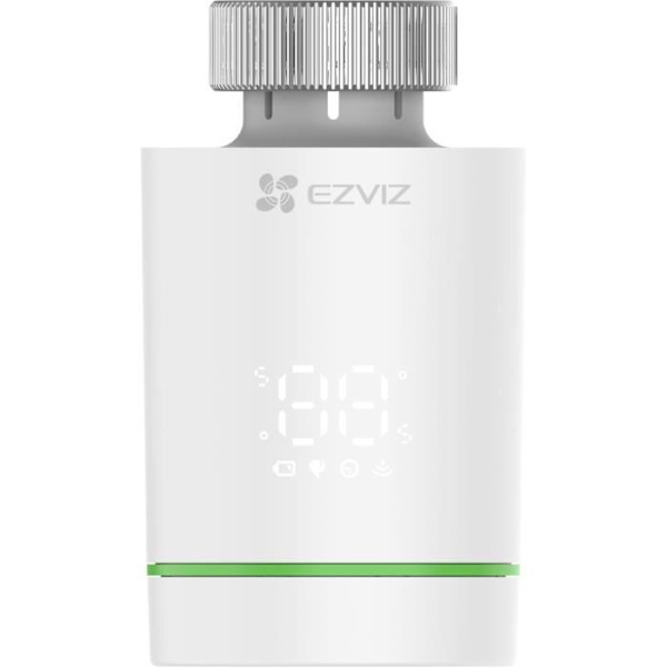 Termostat - EZVIZ - T55 - Tilsluttede termostatventiler - Zigbee - Temperaturstyring - Børnesikring hvid