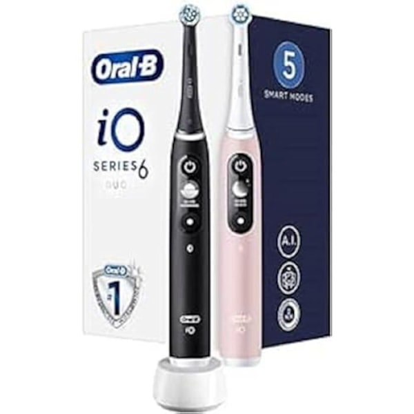 Elektrisk tandbørste - ORAL-B - iO6 Serie - Sæt med 2 - Sort/Orange - Ekstra tilbehør