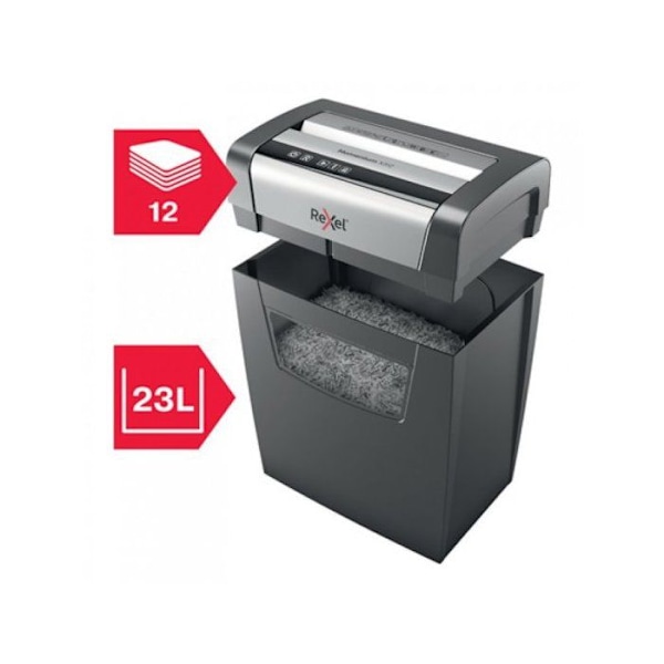 Paperihukkaaja - Rexel - Momentum X312 - P3 - 12 arkkia - 23L - Musta sort