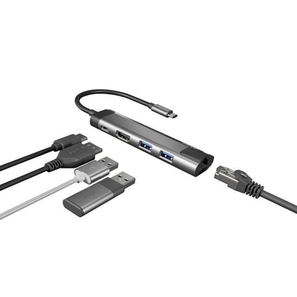 ADAPTADOR 5 I 1 USB-C NATEC FOWLER GO 2X USB 3.0 HUB, HDMI 4K, USB-C