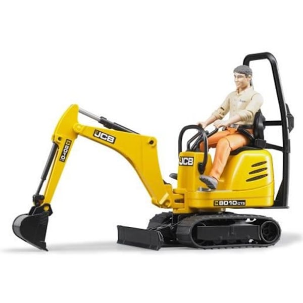 JCB 8010 CTS minigrävare med karaktär - BRUDER - Funktionell med figur - Gul