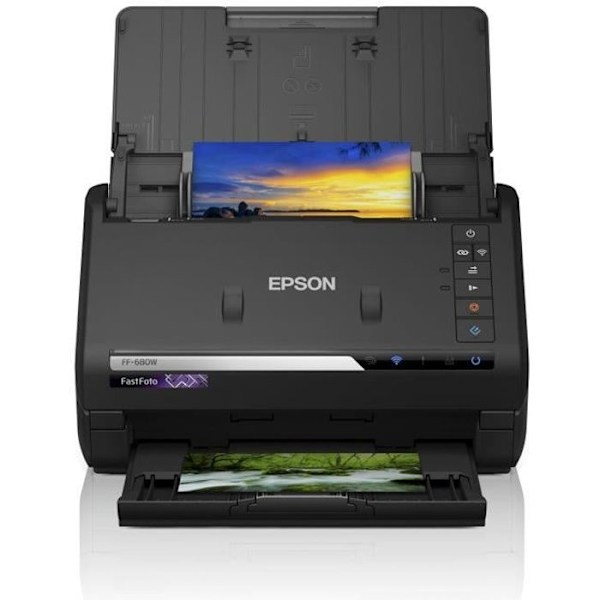EPSON FastFoto FF-680W dokumentscanner - 600 dpi - Wifi med automatisk fremføring Sort