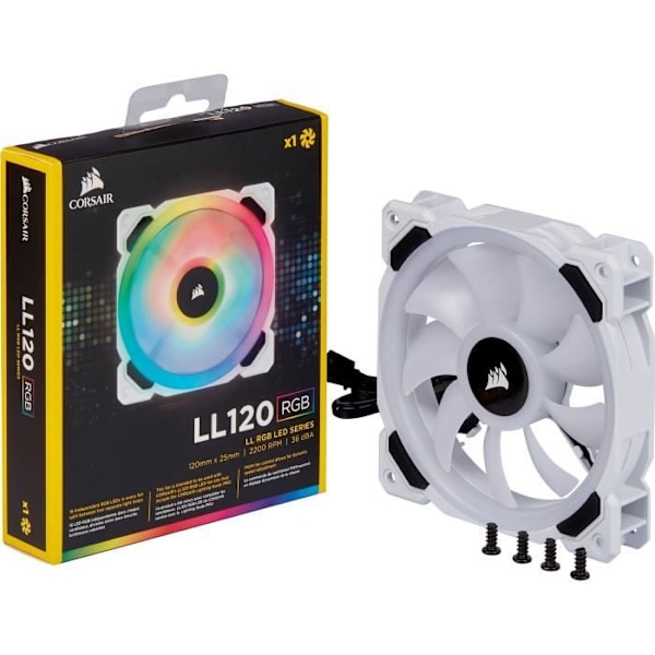 CORSAIR-tuuletin LL120 Pro LED RGB 120 mm valkoinen - (CO-9050091-WW)