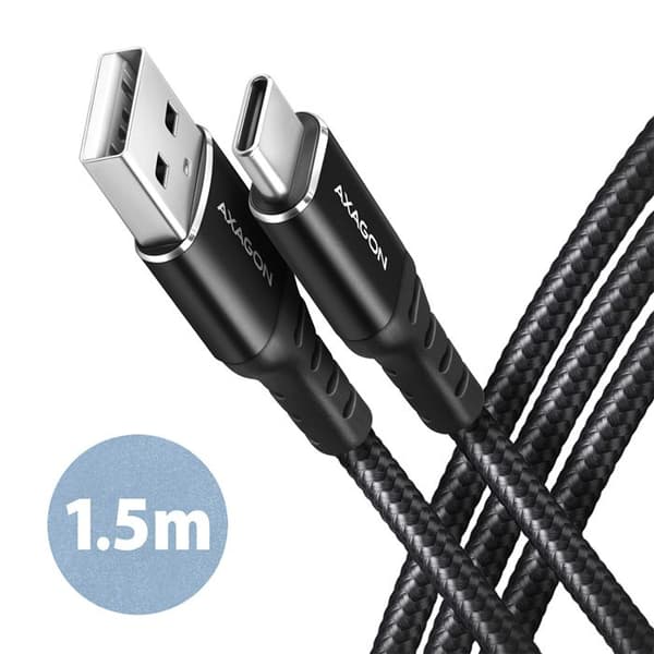 USB-C till USB-A-kabel - AXAGON - BUCM-AM15AB - 1,5 m - Snabbladdning - Flätat material