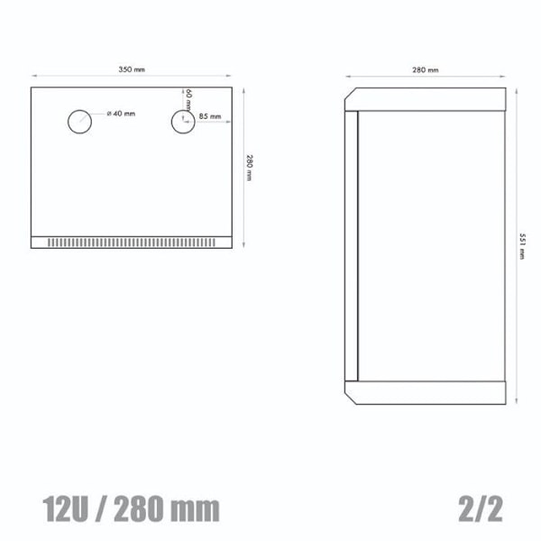 Datacom 10 12U/280 mm (lasia) musta