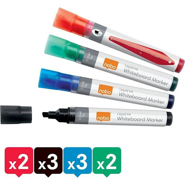 Pakke med 10 flydende blæk Dry Erase Markers Whiteboard Mejselspids 4 mm Lys farve