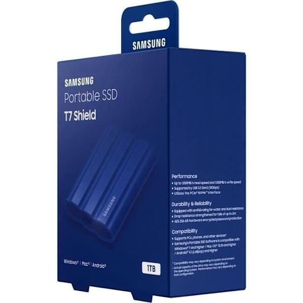 SAMSUNG ekstern SSD T7 Shield Blue 1 TB MU-PE1T0R/EU