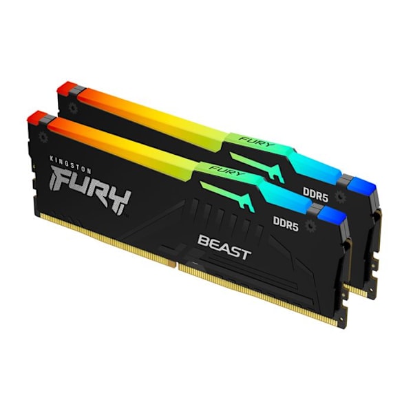 DDR5-muistimoduuli - KINGSTON - FURY BEAST RGB - 16 Gt (2 x 8 Gt) - 5600 MHz - Automaattinen ylikellotus