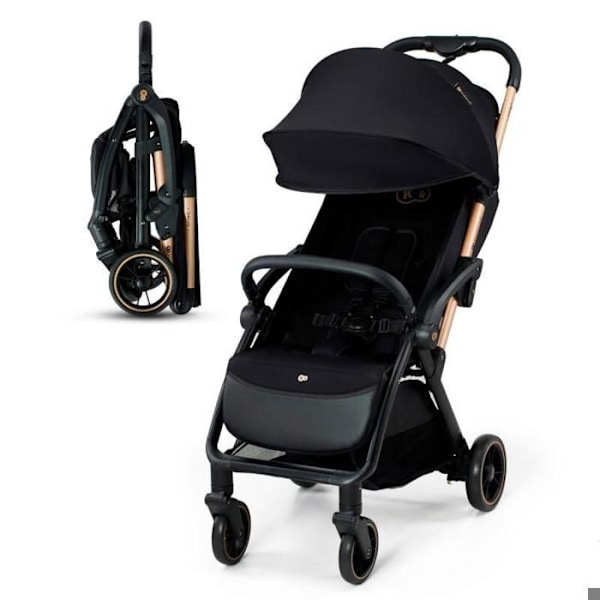 Sammenklappelig barnevogn op til 22 kg - KINDERKRAFT APINO - Automatisk sammenfoldning - Vandafvisende - Vægt kun 7,5 kg - Sort sort