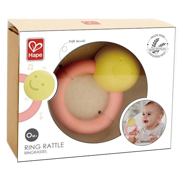 Barnleksak - HAPE - Skallring 10 cm - Trä - Gul Gul