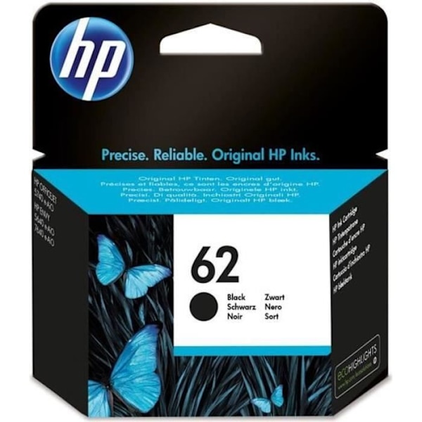HP 62 ægte sort blækpatron (C2P04AE) til HP Officejet Mobile 250, HP Envy 5540/5640/7640, HP Officejet 5740 e-AiO