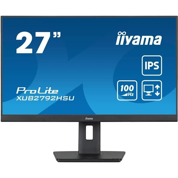 PC-näyttö - IIYAMA PROLITE XUB2792HSU-B6 - 27" 1920x1080 - IPS-paneeli - 0,4 ms - 100 Hz - HDMI / DisplayPort - Korkeussäädettävä + Pivot musta