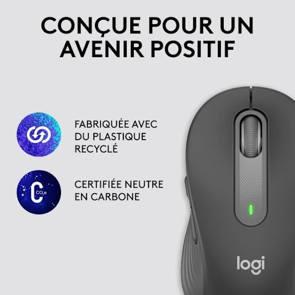 Logitech stor størrelse trådløs mus Signature M650 L Lydløs, Bluetooth - grafit