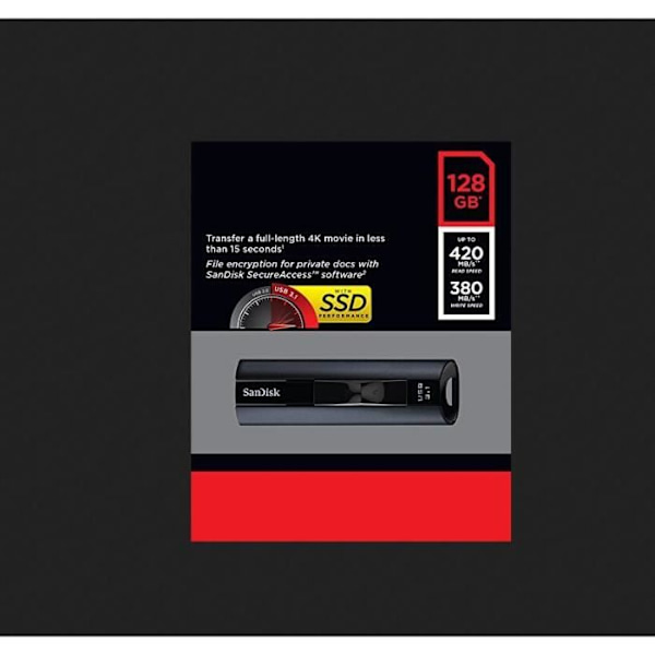 SANDISK Extreme Pro Solid State USB-nøgle - 128Gb - 3.1 - Sort
