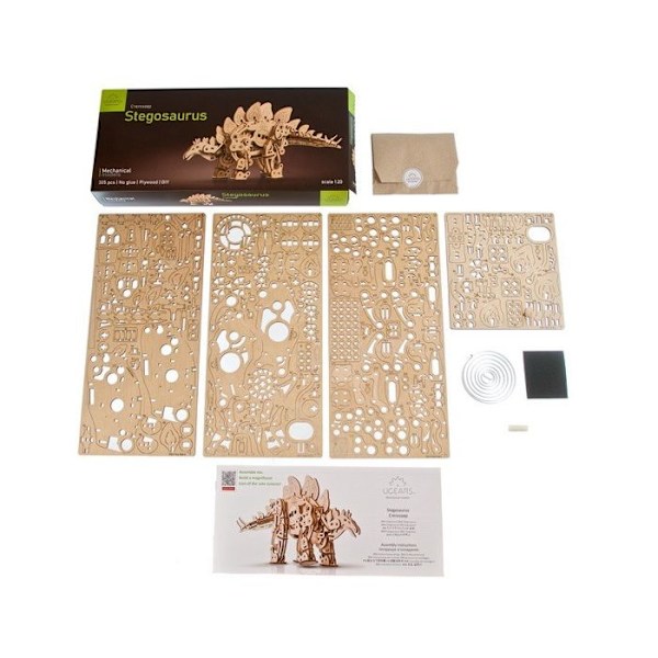 Stegosaurus - Ugears - 3D puzzle i træ Beige