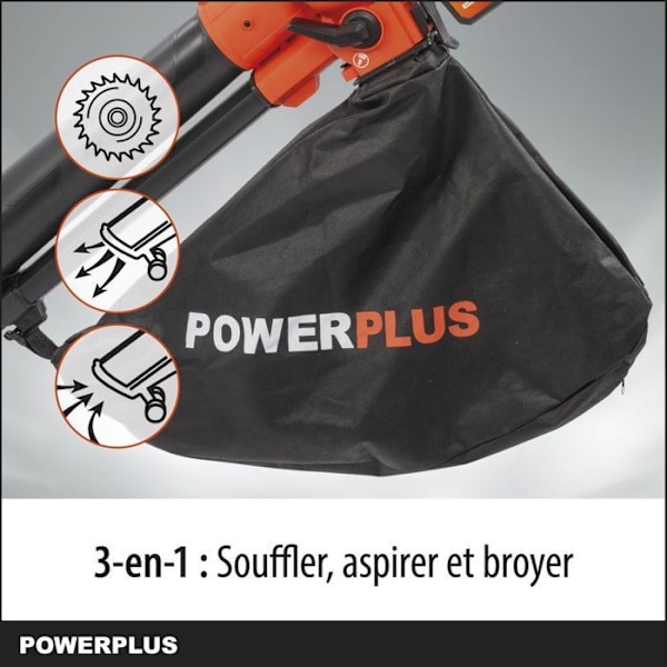 Dual Power 3-in-1 Akku-puhallin POWDPG75270 - 40 V, 210 km/h, ilman akkua tai laturia