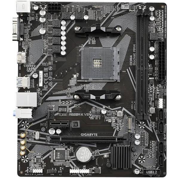 Emolevy - GIGABYTE - A520M K V2 - AM4 - DDR4 64 Go - PCIe Gen3 M.2