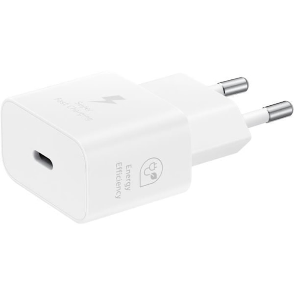 Samsung mobiltelefonladdare 25W FAST nätladdare, USB Typ C-port Vit