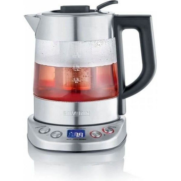 SEVERIN - Tekande/kedel - 1 L - 2200W - glas - rustfrit stål - 360° bund - 3473 Rostfritt stål