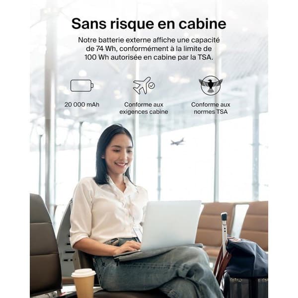 Extern batteri - BELKIN - 20 000 mAh - USB-A & USB-C - 15 W - Rosa Ros
