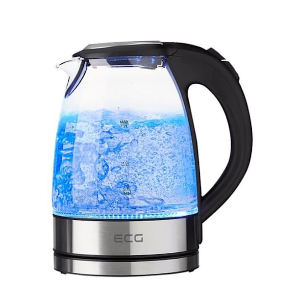 Elkedel i Pyrex glas og rustfrit stål - EKG RK 1776 - 1,7L - 2200W - blå belysning Blå
