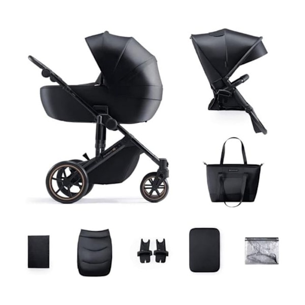 2-in-1 yhdistelmävarustus - KINDERKRAFT PRIME2 - enintään 22 kg - tilava vaunu - Laaja säätöalue - Musta sort