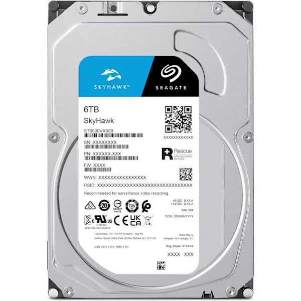 Seagate SkyHawk ST6000VX009 intern hårddisk - hårddisk - 6 TB - SATA 6Gb/s