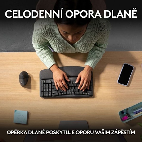 Logitech Wave Keys Langaton Ergonominen Näppäimistö Grafiitti - CZ/SK