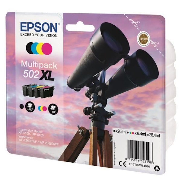 EPSON Multipack 502 XL - Kikkert - Sort, Cyan, Gul, Magenta (C13T02W64020)