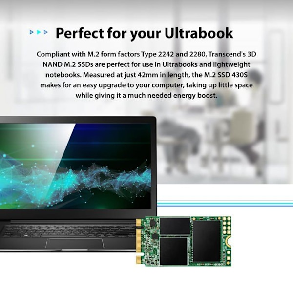 Intern SSD NVMe PCIe M.2 2242 Transcend 430S - 1 TB - SATA III 6 Gb/s - MLC celle