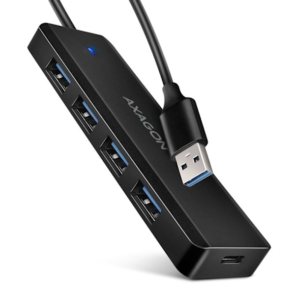 USB Hub - AXAGON - HUE-C1A - 4 Porte USB 3.0 - Superspeed - Bærbar - Sort