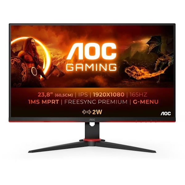 PC-näyttö - AOC - 24G2SPAE - 23,8" FHD - IPS-paneeli - 165Hz - 1ms - 2 HDMI 1 DP 1 VGA - Musta