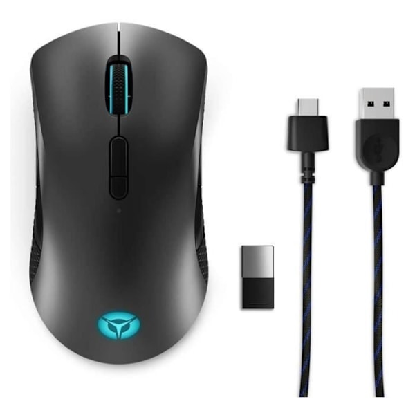 Lenovo Legion M600 Sort trådløs mus Pixart 3335 16000 DPI 9 knapper 2 justerbare LED-zoner til højre- og venstrehåndet GY50X793 Sort