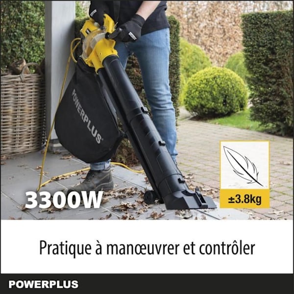 Powerplus Elektrisk Bladblæser POWXG4038 - Elektrisk 3300 W, 300 km/h, Haveværktøj Gul