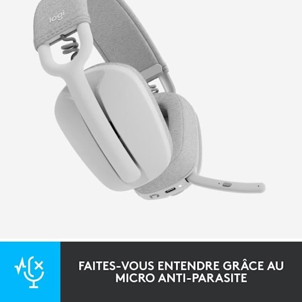 Logitech Zone Vibe 100 PC Headset Kevyet langattomat kuulokkeet melua vaimentavalla mikrofonilla - valkoinen