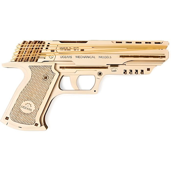 Træmodel - Wolf 1 Pistol - 62 dele - Nem montering - 60 elastikker inkluderet