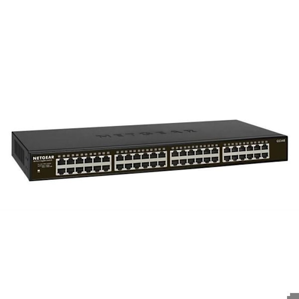 Switch - NETGEAR - GS348-100EUS - 48 porte 10/100/1000 RJ45 - Ikke administrerbar - Gigabit Ethernet Sort