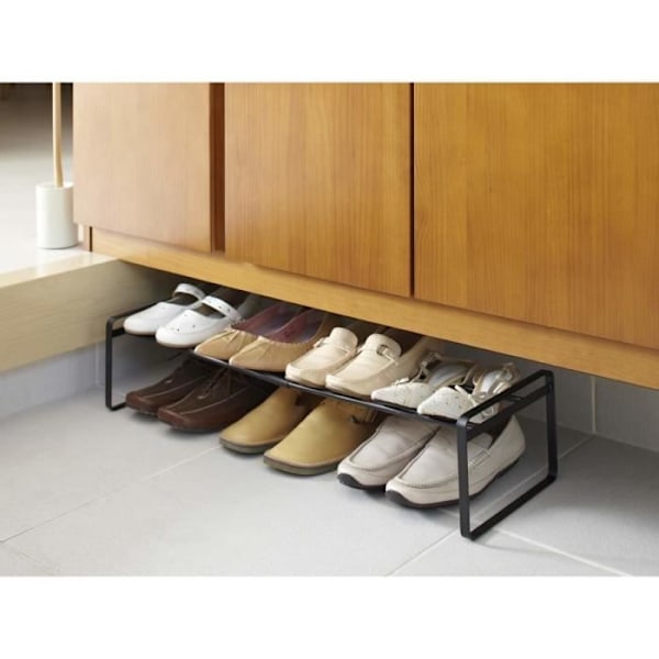 Yamazaki Home 1-tiers skostativ, der kan udvides og udvides, sort sort