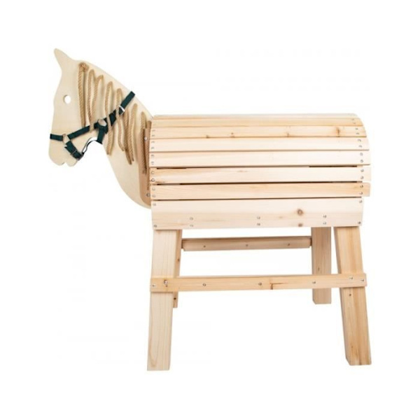 Holvihevonen - BALANE - 111 cm - Käsittelemätön puu - Säänkestävä - Seka