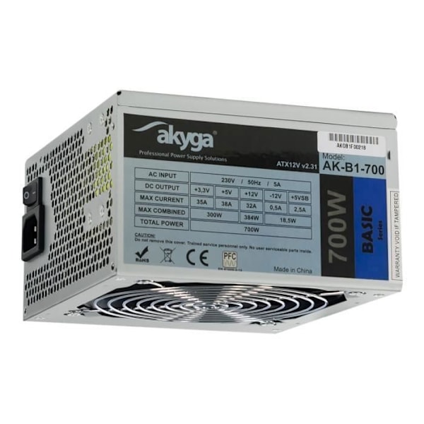 Akyga Basic Series AK-B1-700 virtalähde - ATX12V 2.31 - 700 wattia - PFC - harmaa