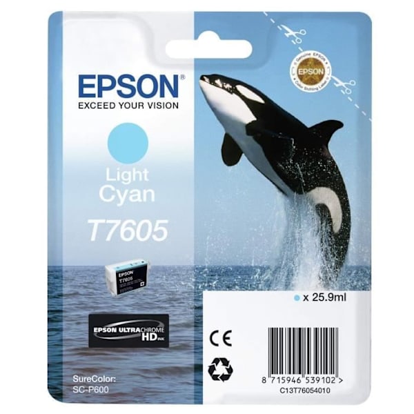 EPSON T7605 lys cyan blækpatron - Orca (C13T76054010)