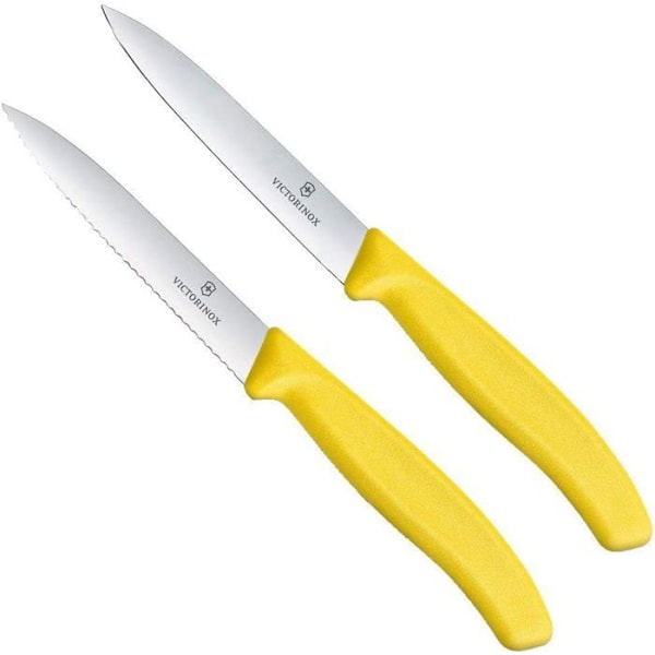 Victorinox - 6.7796.L8B - Swiss Classic Sæt af 2 Skæreknive, 1 X Normal Klinge, 1 X Tandet Klinge, Gul
