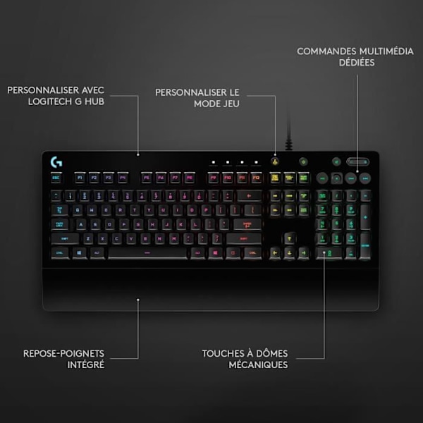 Kablet gaming tastatur - LOGITECH G - G213 Prodigy - USB - AZERTY - Sort