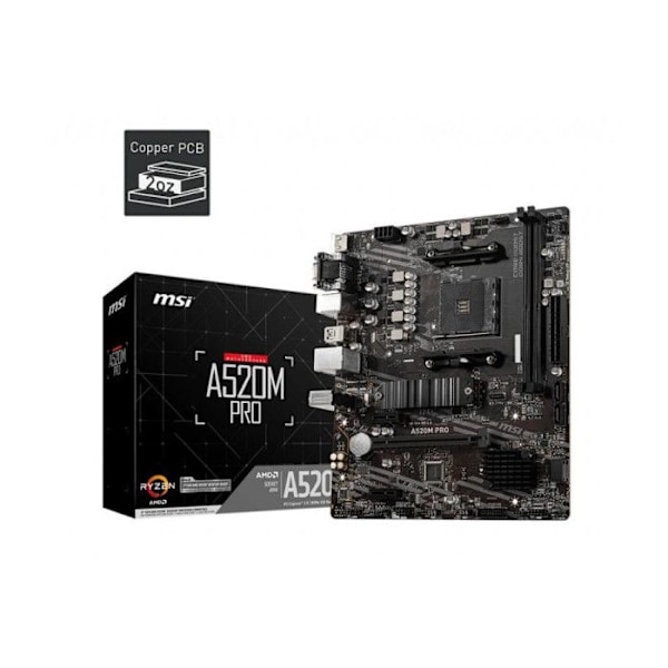 Emolevy - MSI - A520M Pro - Micro ATX - AMD A520 - DDR4 jopa 4600 MHz (OC)