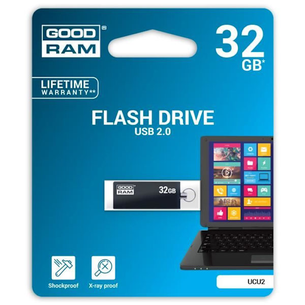 Goodram 16 Gt USB 2.0, 16 Gt, 2.0, USB Type-A -liitin, 20 MB-s, kääntyvä, musta, hopea
