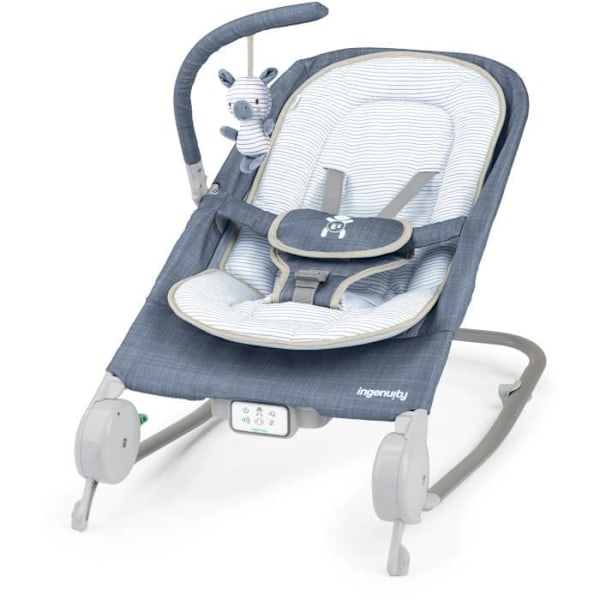 INGENUITY Happy vatsatuoli - Chambray, kiinteä tai keinuva asento, erittäin kompakti kokoontaittuva säilytyspussilla Blå