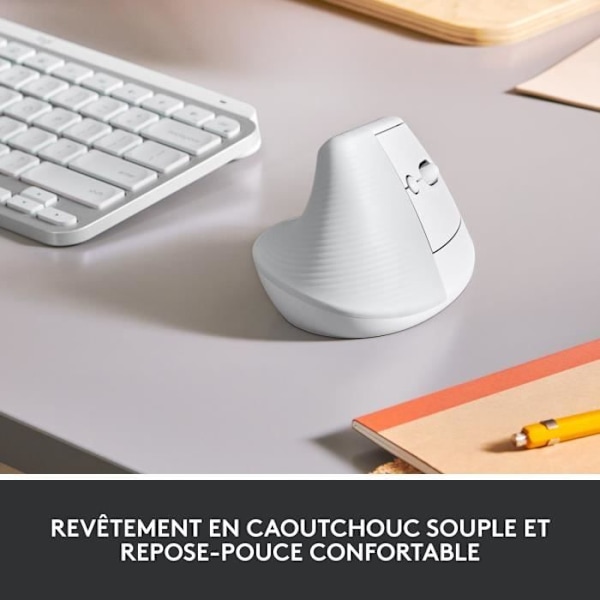 Logitech Lift Ergonomic Vertical Mouse, Langaton, Äänetön - Valkoinen