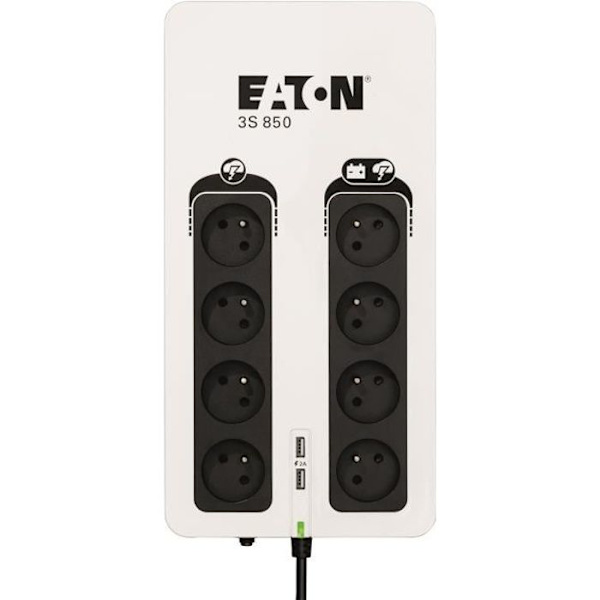 Eaton UPS 8 OUTLET 3S 850 Sort, Hvid